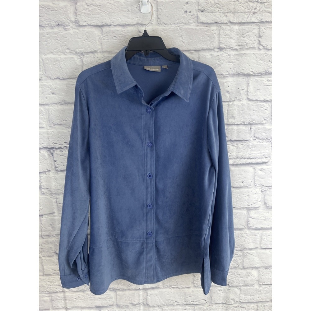 Croft & Barrow Long Sleeve Faux Suede Casual Stretch Tunic Style Blouse Size XL